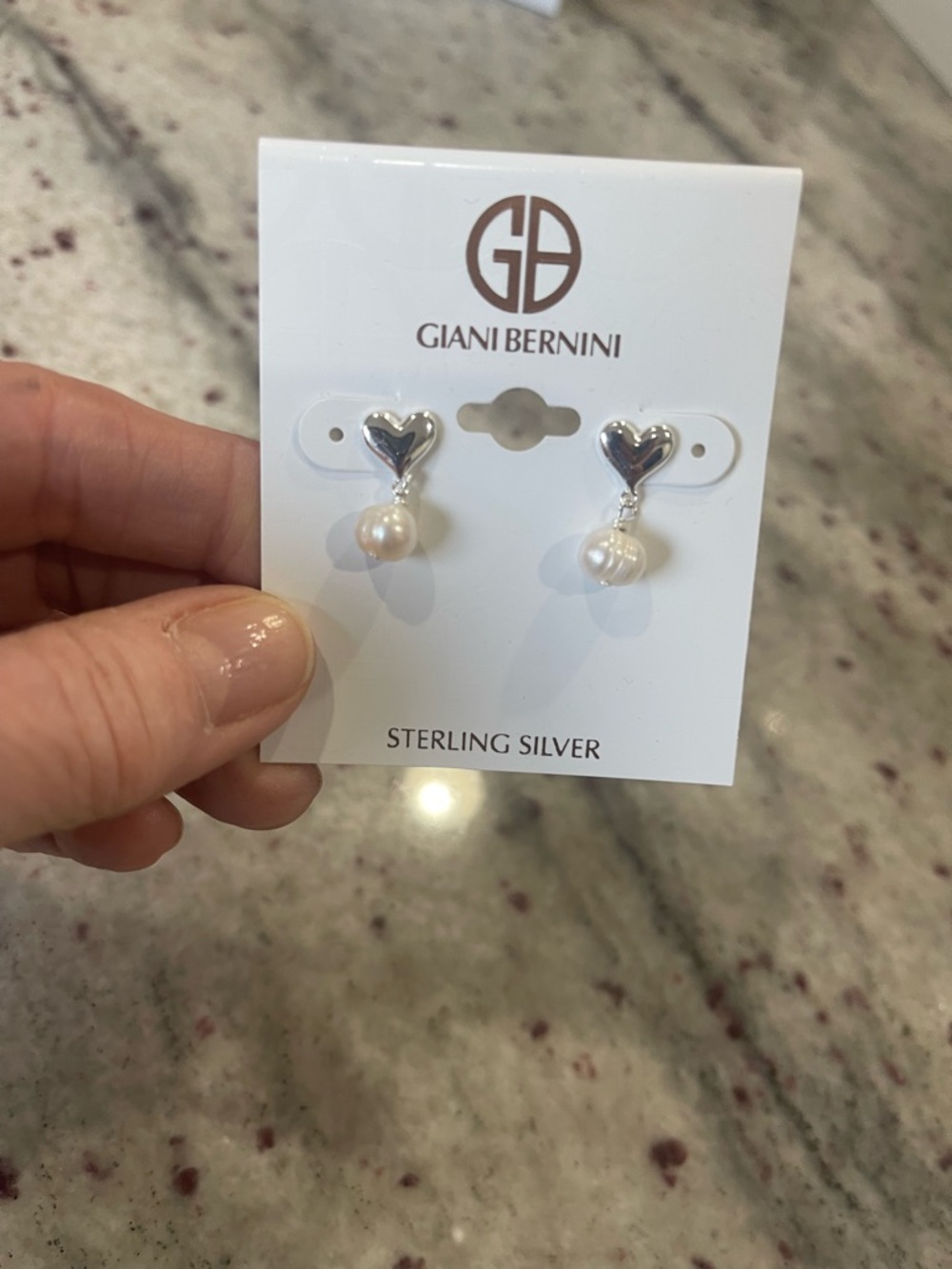 Giani Bernini Sterling Silver Heart Pearl Drop Earrings - Silver & Cream